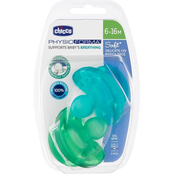 CHICCO Chupete Physio Soft Verde-Azul 6-16 Meses // Precio, Comprar