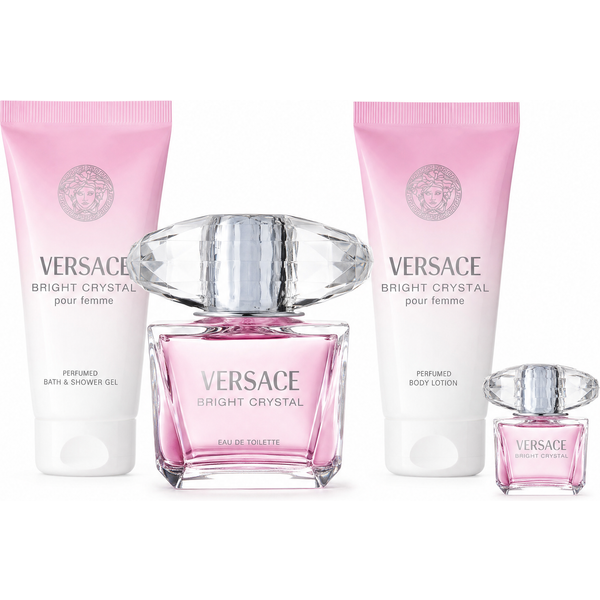 VERSACE BRIGHT CRYSTAL SET Eau De Toilet 90 ML + B/L 100 ML + S/G 100 ML + MINI