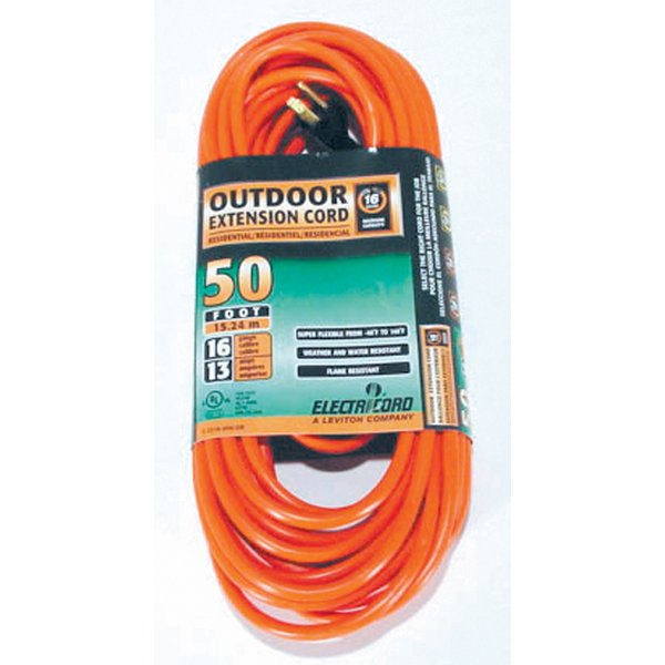 50' Extension Cord, 16/3 SJTW, Orange