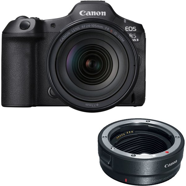 Canon EOS R5 Mark II Mirrorless Camera with RF 24-105mm f/4L IS USM Lens with EF-EOS R mount adapter