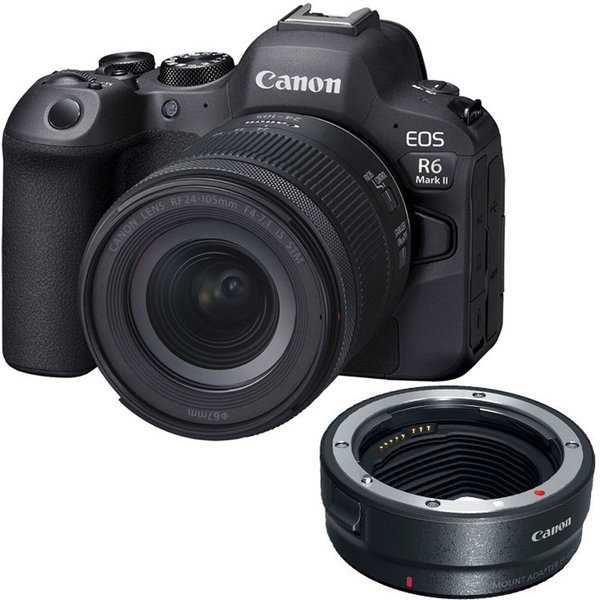 Canon EOS R6 Mark II Mirrorless Camera with RF 24-105mm f/4-7.1 IS STM Lens with EF-EOS R mount adapter