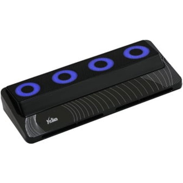 Xclio ONE Compact Notebook Cooler Silver 4x40mm Quiet Blue LED Fans Ad