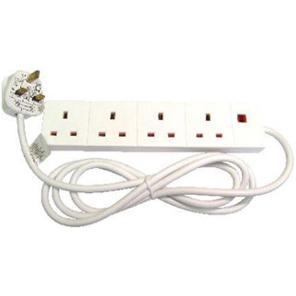 4 Way 2m UK Mains Power Extension Lead from Newlink