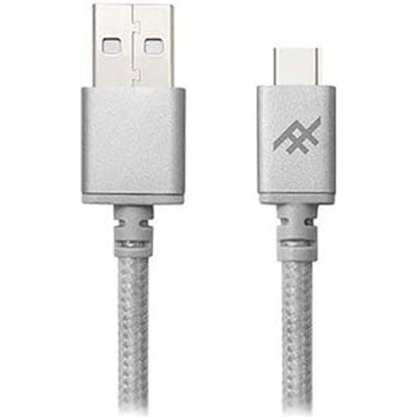 iFrogz UniqueSync Braided USB A to C Fast Charge Cable Silver 1m