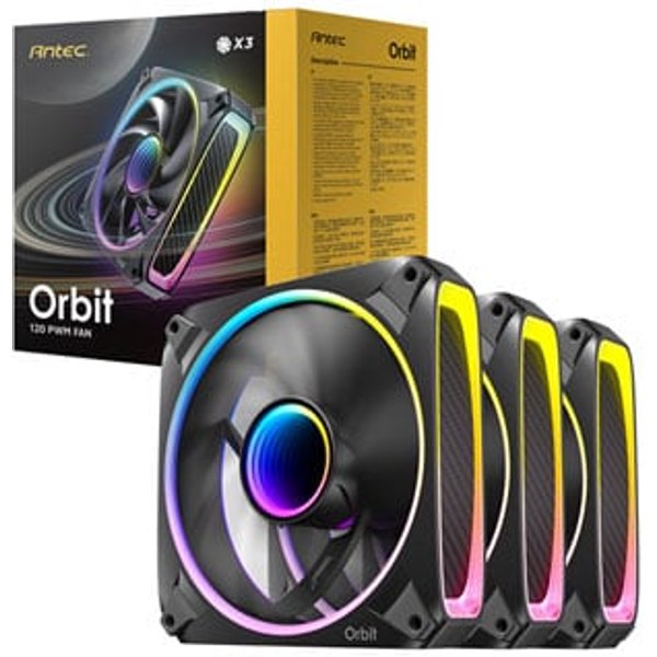 Antec Orbit 120 ARGB 120mm PWM Black Fans 3 Pack