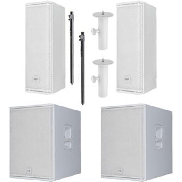 RCF - NXL 14-A & Sub15AX with Stands and Spacers (White) Pair