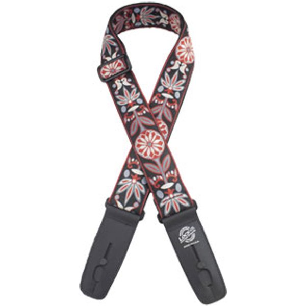 Lock-It Black Floral Guitar Strap