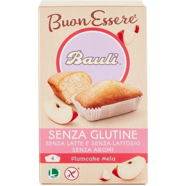 Bauli Plumcake Alla Mela - Merendina Senza Glutine E Lattosio, 4 X 33 G-image