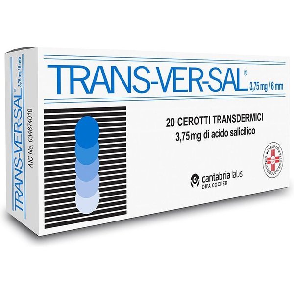 Transversal 3,75Mg/6Mm Dischetti Acido Salicilico Trattamento Verruche Calli E Duroni, 20 Cerotti-image