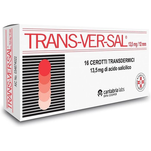 Transversal 12Mm/13,5Mg Dischetti Acido Salicilico Trattamento Verruche Calli E Duroni, 16 Cerotti-image