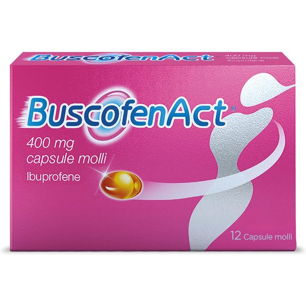 Buscofenact 400Mg Con Ibuprofene Analgesico Contro I Dolori Forti Da Ciclo, 12 Capsule Molli-image
