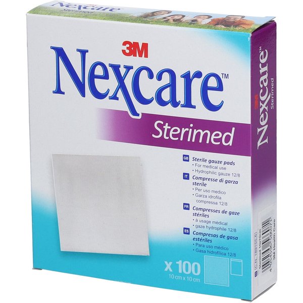 3M Nexcare Sterimed 10X10 - Garza Sterile In Cotone Idrofilo Per Le Medicazioni, 100 Pezzi-image
