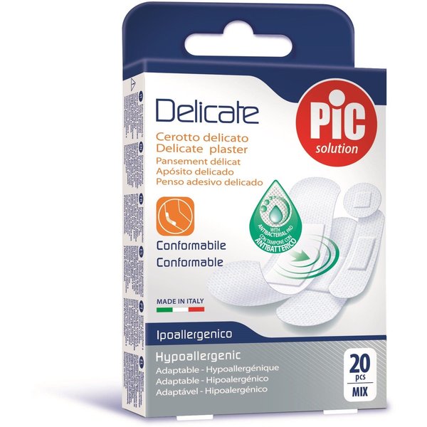 Pic Delicate - Cerotto Delicato Con Antibatterico Ipoallergenico, 20 Cerotti Misti-image