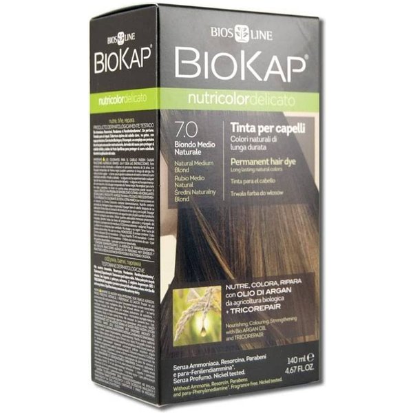 Bios Line Biokap Nutricolor Delicato - Tinta Per Capelli 7.0 Biondo Medio Naturale, 140Ml-image