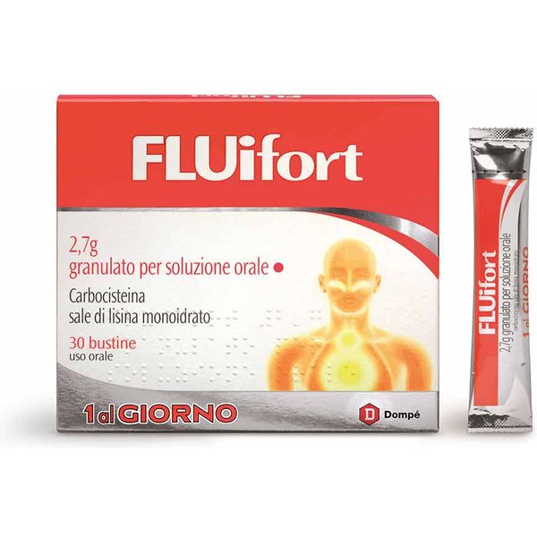 Dompé Fluifort 2,7G Carbocisteina Granulato Per Soluzione Orale Tosse E Raffreddore, 30 Bustine-image