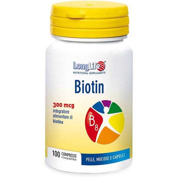 Longlife Biotin Integratore Biotina 300Mcg Pelle Capelli Mucose, 100 Compresse-image