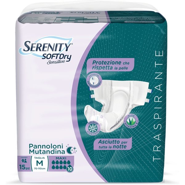 Serenity Softdry - Pannolone Softdry Maxi A Mutandina Per L'incontinenza, Taglia M Da 15 Pezzi-image