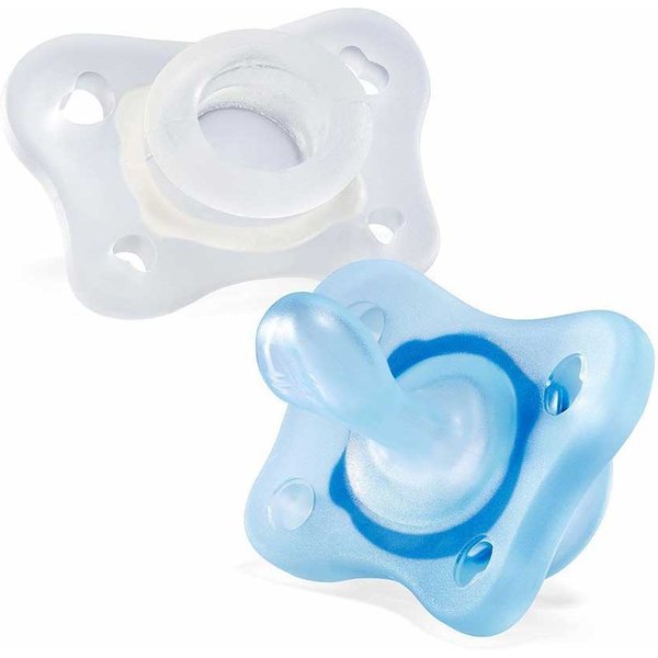 Chicco Physioforma - Succhietto Gommotto Mini Soft 0-2M Silicone Azzurro,2 Pezzi-image