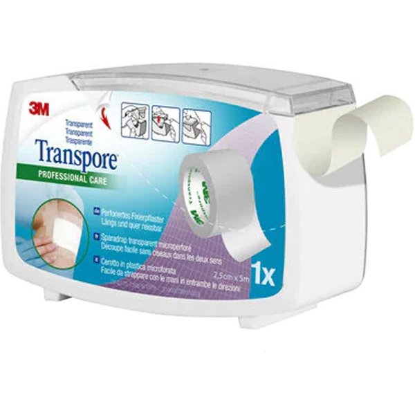 3M Transpore Cerotto In Rocchetto 2,5Cm X 5M, 1 Pezzo-image