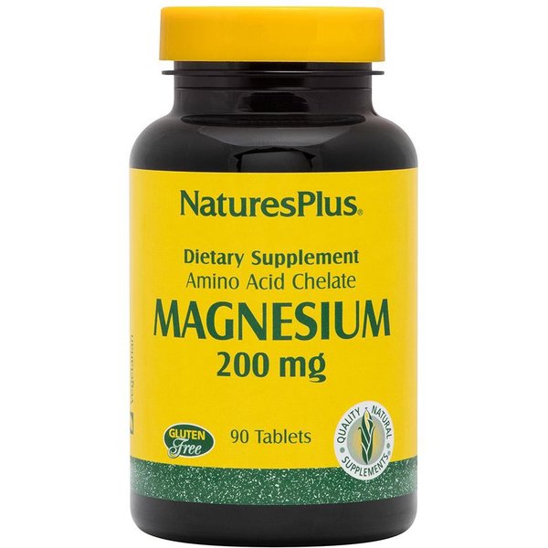 Natures Plus Magnesio Chelato 200Mg Integratore Alimentare, 90 Tavolette-image
