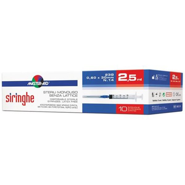 Master-Aid Siringhe Sterili Monouso Per Venipuntura G23 0,60 X 30Mm, 10 Siringhe-image