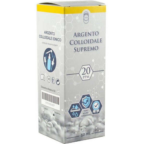 Argento Colloidale Ionico Supremo 20 Ppm Dispositivo Medico Con Erogatori, 50Ml-image