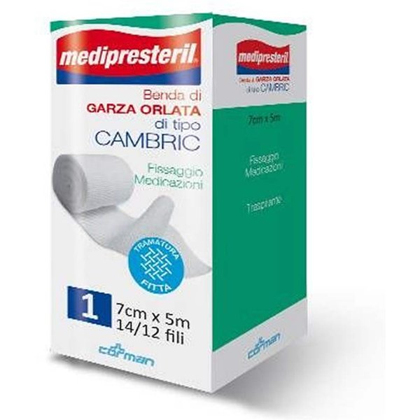 Medipresteril Benda Di Garza Orlata Tipo Cambric Misura 7 Cm X 5 M, 1 Pezzo-image