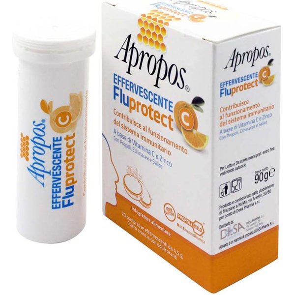 Apropos Fluprotect C - Effervescente Integratore Gusto Arancia, 20 Compresse-image