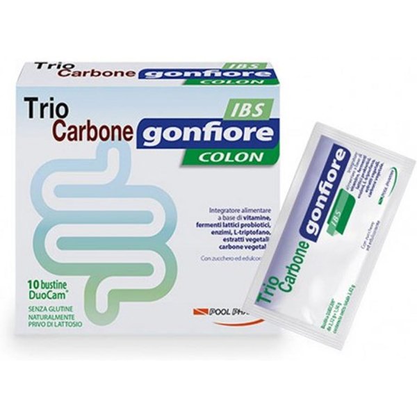 Pool Pharma Trio Carbone Gonfiore Ibs Colon Integratore Intestino, 10 Bustine-image
