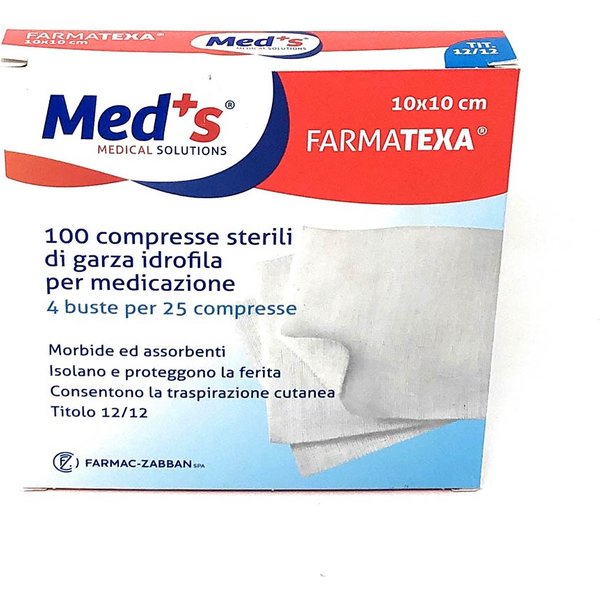 Med's Farmatexa Compresse Sterili 10X10 Cm - Garza Idrofila Per La Medicazione, 100 Compresse-image