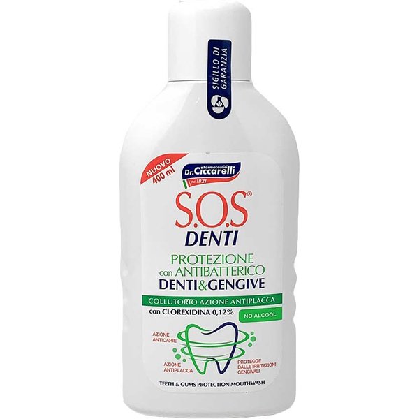 Ciccarelli Sos Denti - Collutorio Antiplacca Alla Clorexidina 0,12% Per Denti E Gengive, 400 Ml-image