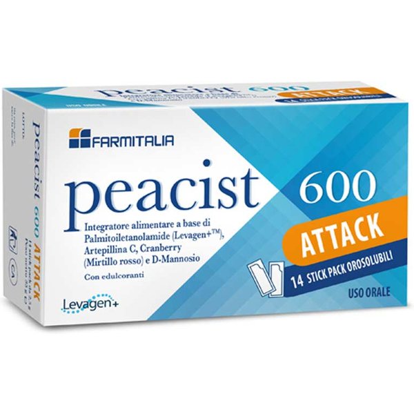 Farmitalia Peacist 600 Attack Integratore Per L'apparato Urinario, 14 Bustine-image