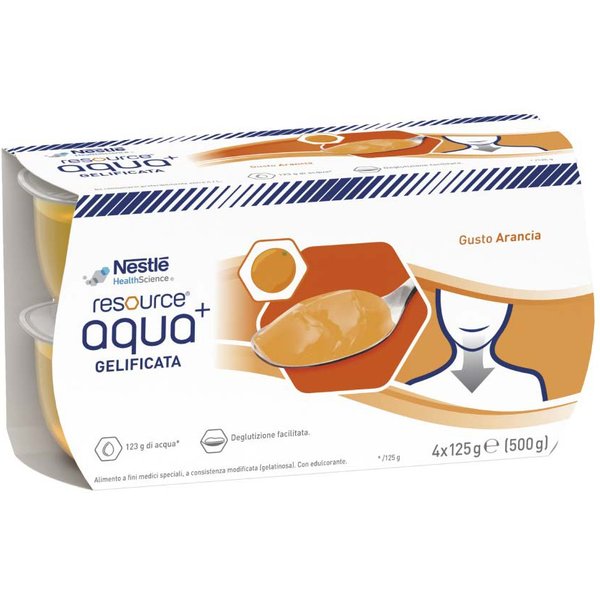 Nestlé Resource - Aqua+ Gelificata Facile Da Deglutire Gusto Arancia, 4 X 125G-image