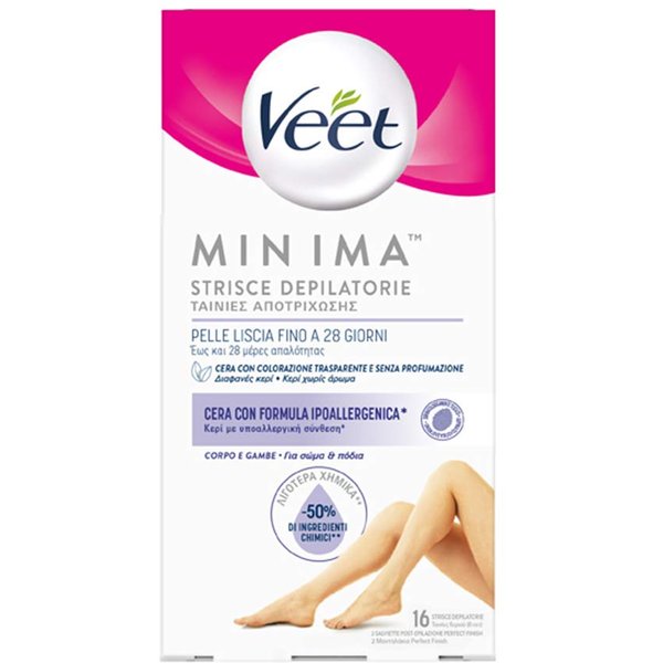 Veet Minima - Strisce Depilatorie Corpo E Gambe Ipoallergeniche, 16 Strisce-image