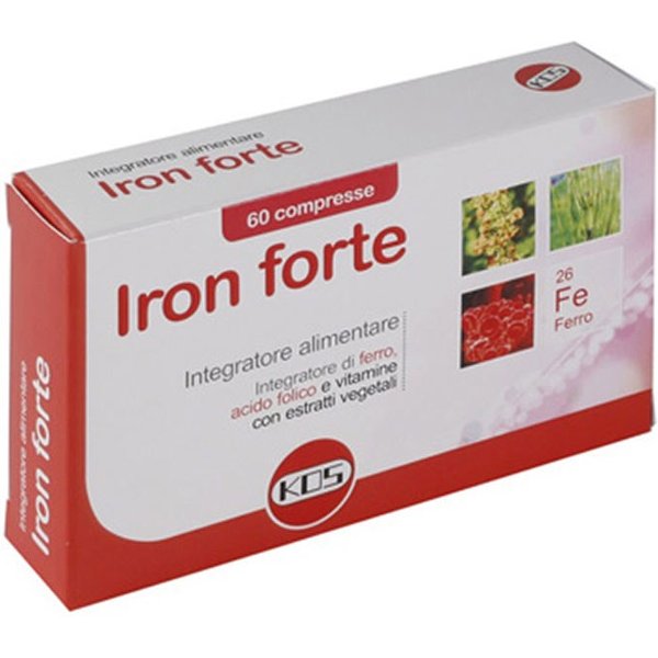 Kos Iron Forte Integratore Ferro Acido Folico E Vitamine, 60 Compresse-image