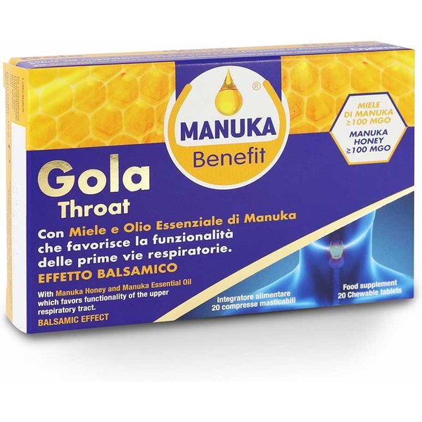 Optima Naturals Manuka Benefit - Gola Integratore Effetto Balsamico, 20Compresse-image