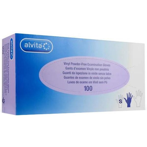 Alvita Guanti In Vinile Senza Polvere Taglia S, 100 Guanti-image