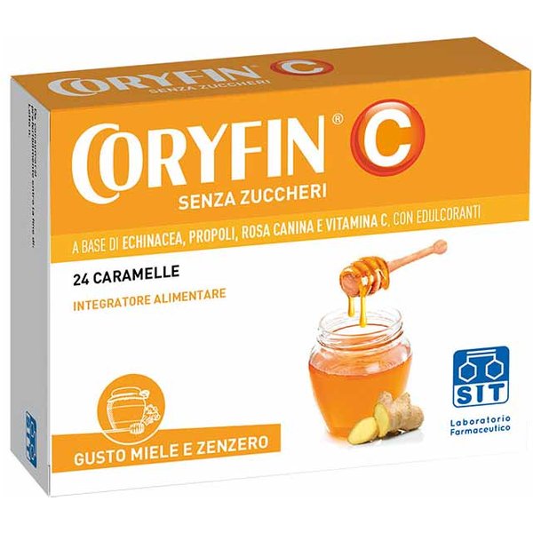 Sit Coryfin C Senza Zuccheri Miele Zenzero Integratore Vitamina C, 24 Caramelle-image