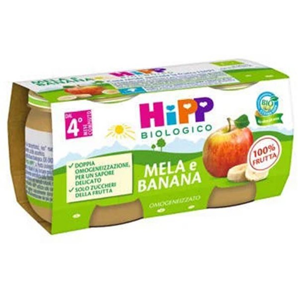 Hipp Omogeneizzato Biologico Di Mela E Banana Dai 4+ Mesi, 2 X 80G-image