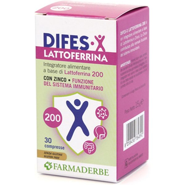 Farmaderbe Difes-X Lattoferrina 200 Integratore Alimentare, 30 Compresse-image