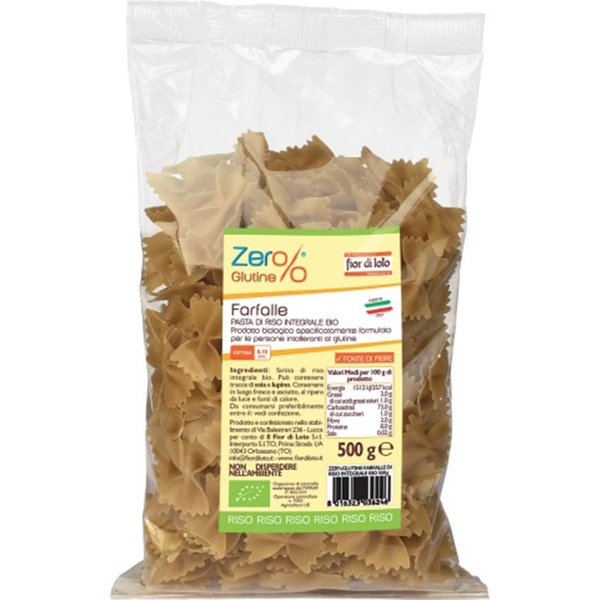 Fior di Loto Zero% Glutine - Farfalle di Riso Integrale Bio, 500G-image