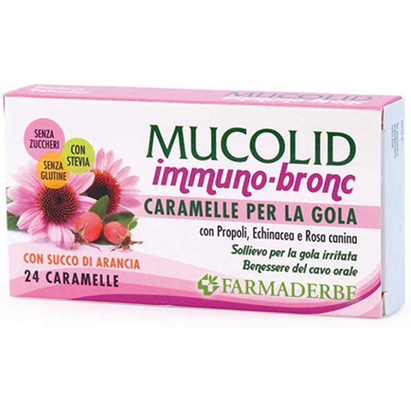 Farmaderbe Mucolid - Immuno-Bronc Caramelle Gola Gusto Arancia, 24 Caramelle-image