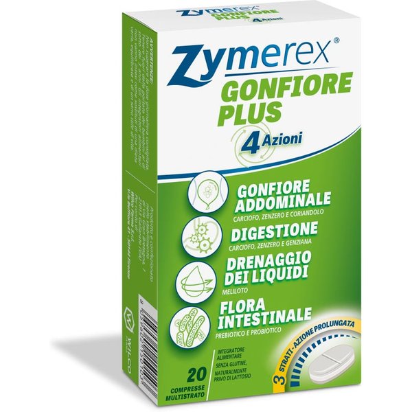 Zymerex Gonfiore - Plus 4 Azioni Integratore Alimentare, 20 Compresse-image