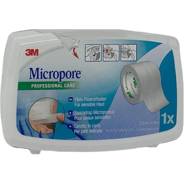3M Micropore Cerotto In Carta Per Pelli Delicate 2,5Cm X 5M, 1 Pezzo-image