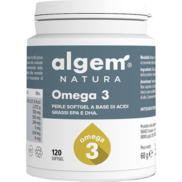 Algem Natura Omega 3 Integratore Di Epa E Dha Con Vitamina E, 120 Perle Softgel-image