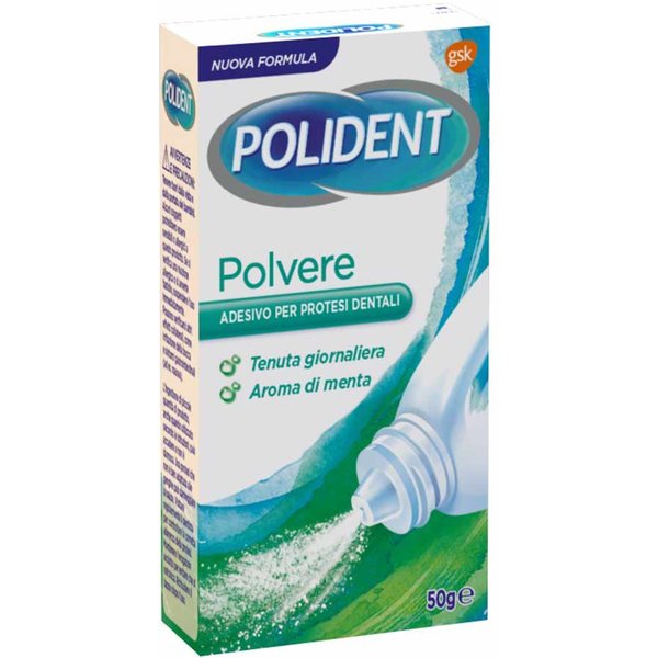 Polident Polvere Adesivo Per Protesi Dentale Tenuta Giornaliera Gusto Menta, 50G-image