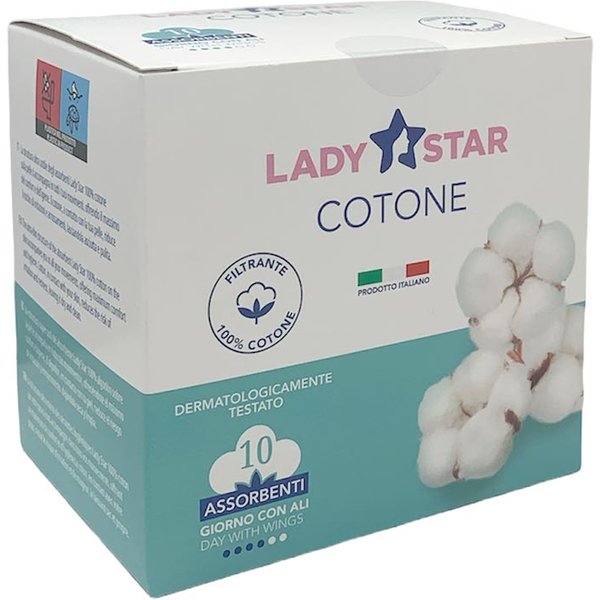 Farvima Ladystar Cotone Assorbenti Giorno Con Ali, 10 Assorbenti-image