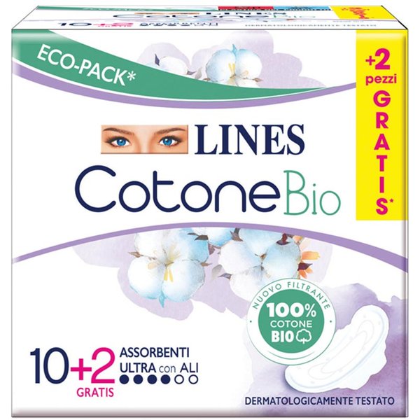 Lines Cotone Bio - Assorbenti Ultra Giorno Con Ali, 12 Assorbenti In Eco Pack-image
