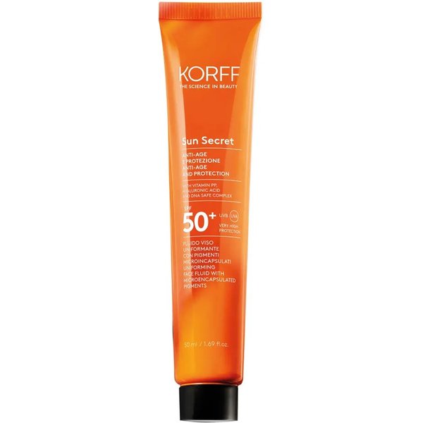 Korff Sun Secret - Fluido Viso Uniformante Anti Age SPF50+ Colorato Light, 50Ml-image