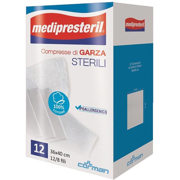 Medipresteril Compresse Di Garza Sterili 36X40 12/8 Fili, 12 Pezzi-image